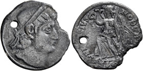 Delmatius, Caesar, 335-337. Siliqua (Silver, 19 mm, 2.62 g, 6 h), celebrating Constantine I's tricennalia, Thessalonica, 335-336. Plain-diademed head ...