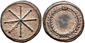 Commemorative Series, 317-320 (?). AE (Bronze, 15 mm, 1.09 g), Constantinopolis or Thessalonica (?). Eight-rayed star. Rev. Laurel wreath terminating ...