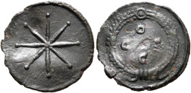 Commemorative Series, 317-320 (?). AE (Bronze, 17 mm, 1.00 g), Thessalonica (?). Eight-rayed star. Rev. O / C S / C within laurel wreath terminating i...