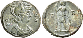 Commemorative Series, 330. AE (Orichalcum, 16 mm, 1.47 g, 6 h), Constantinopolis. RO-MA Draped bust of Roma to right, wearing crested Attic helmet and...