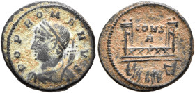 Commemorative Series, 330. AE (Bronze, 15 mm, 1.15 g, 6 h), Constantinopolis. POP ROMANVS Laureate and draped bust of the Genius Populi Romanus to lef...