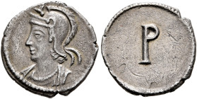 Commemorative Series, circa 4th-5th century. Half Siliqua (Silver, 13 mm, 1.06 g, 6 h), Constantinopolis. Draped bust of Roma to left, wearing crested...