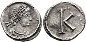 Commemorative Series, 330. 1/3 Siliqua (Silver, 11 mm, 1.00 g, 12 h), Constantinopolis, struck under Constantine I. Draped bust of Constantinopolis to...