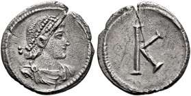 Commemorative Series, circa 337-361 (?). 1/3 Siliqua (Silver, 14 mm, 1.00 g, 12 h), Constantinopolis, struck under Constantius II (?). Perl-diademed, ...