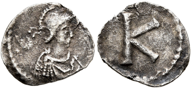 Anonymous, 6th century. Half Siliqua (?) (Silver, 13 mm, 0.64 g, 12 h), Constant...