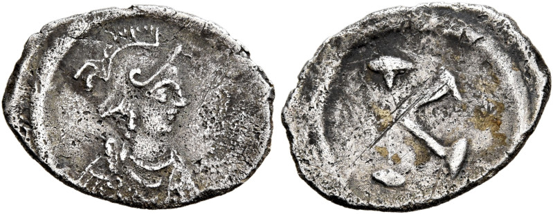 Anonymous, 6th century. Half Siliqua (?) (Silver, 16 mm, 0.97 g, 12 h), Constant...