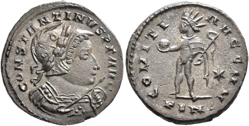 Constantine I, 307/310-337. Follis (Silvered bronze, 21 mm, 4.22 g, 12 h), Londi...