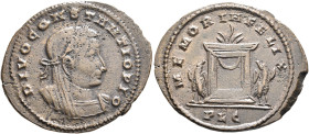 Divus Constantius I, died 306. Follis (Bronze, 27 mm, 6.00 g, 6 h), Lugdunum, struck under Constantine I, 307-308. DIVO CONSTANTIO PIO Laureate, veile...