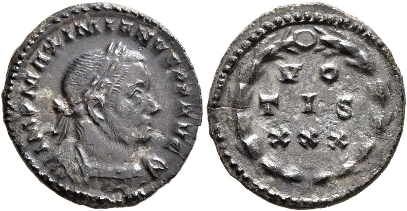 Maximianus, second reign, 307-308. 1/4 Follis (Bronze, 18 mm, 2.08 g, 6 h), Trev...