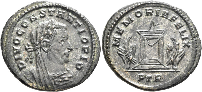 Divus Constantius I, died 306. Follis (Silvered bronze, 27 mm, 7.34 g, 11 h), Tr...