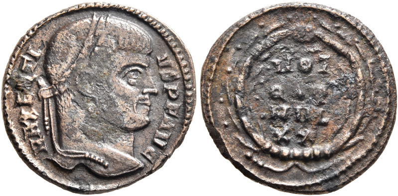 Maxentius, 307-312. 1/3 Follis (Bronze, 17 mm, 2.13 g, 12 h), Ostia, 310-312. MA...