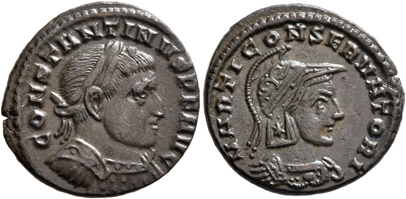 Constantine I, 307/310-337. Follis (Bronze, 20 mm, 3.36 g, 1 h), Ticinum (?), ci...