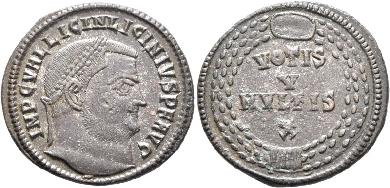 Licinius I, 308-324. Follis (Silvered bronze, 20 mm, 3.29 g, 6 h), celebrating L...