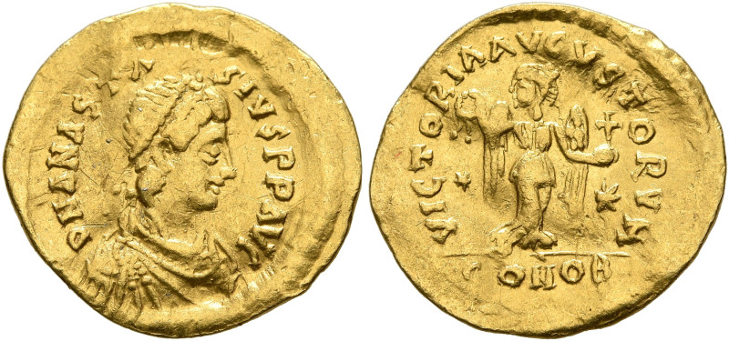 Anastasius I, 491-518. Tremissis (Gold, 1.50 g), Constantinopolis. D N ANASTASIV...