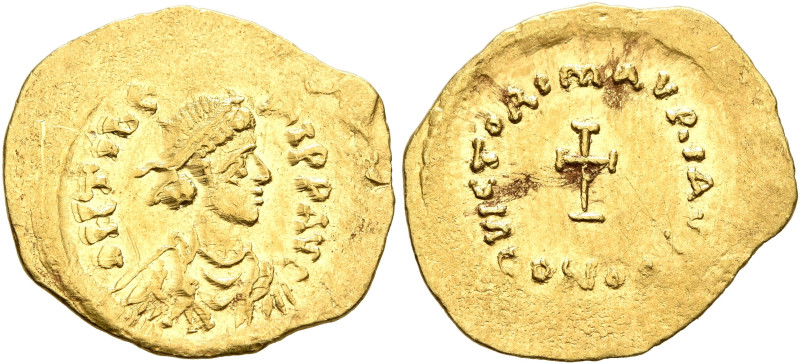 Maurice Tiberius, 582-602. Tremissis (Gold, 18 mm, 1.47 g, 6 h), Constantinopoli...