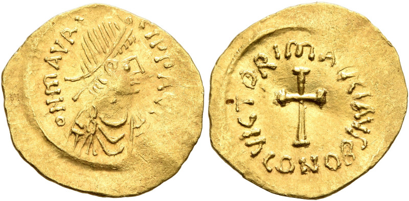 Maurice Tiberius, 582-602. Tremissis (Gold, 17 mm, 1.49 g, 6 h), Constantinopoli...