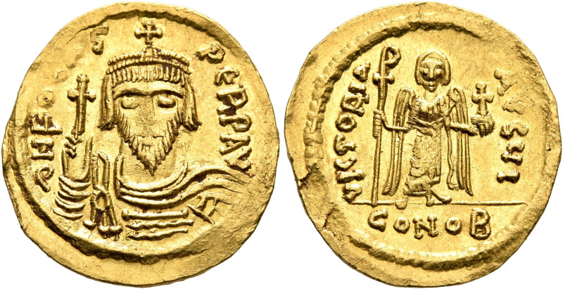 Phocas, 602-610. Solidus (Gold, 21 mm, 4.51 g, 6 h), Constantinopolis, 607-610. ...