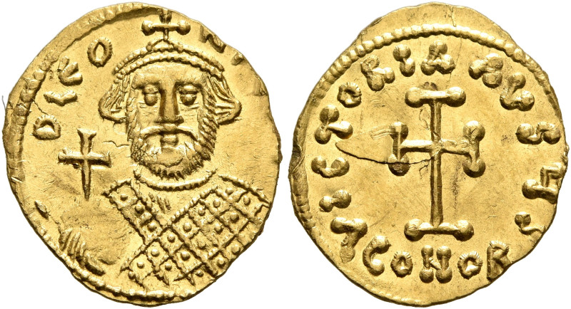 Leontius, 695-698. Tremissis (Gold, 17 mm, 1.44 g, 6 h), Constantinopolis. D LEO...