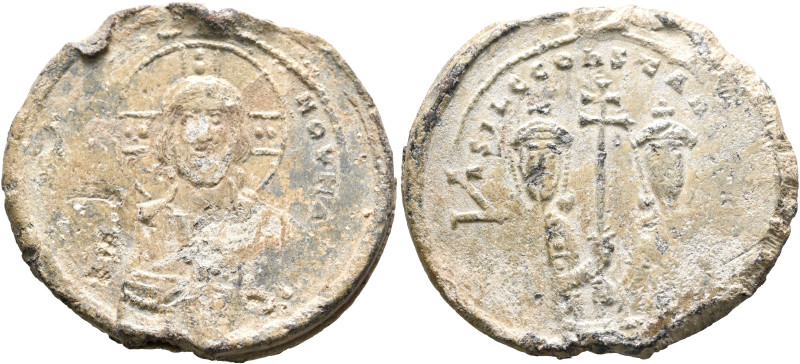 Basil II Bulgaroktonos, with Constantine VIII , 976-1025. Seal (Lead, 31 mm, 15....