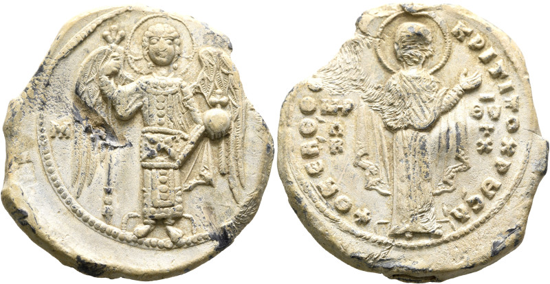 Theodoros Chryselios, judge, circa 1060-1080. Seal (Lead, 36 mm, 26.41 g, 12 h)....