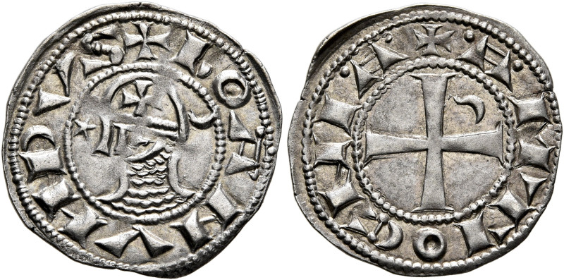 CRUSADERS. Antioch. Bohémond III, 1163-1201. Denier (Silver, 18 mm, 1.00 g, 8 h)...