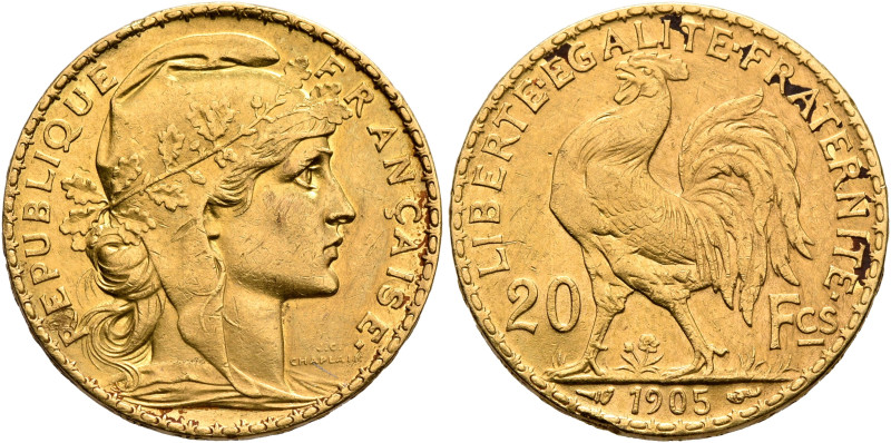 FRANCE, Troisième République. 1875-1940. 20 Francs 1905 (Gold, 21 mm, 6.44 g, 6 ...