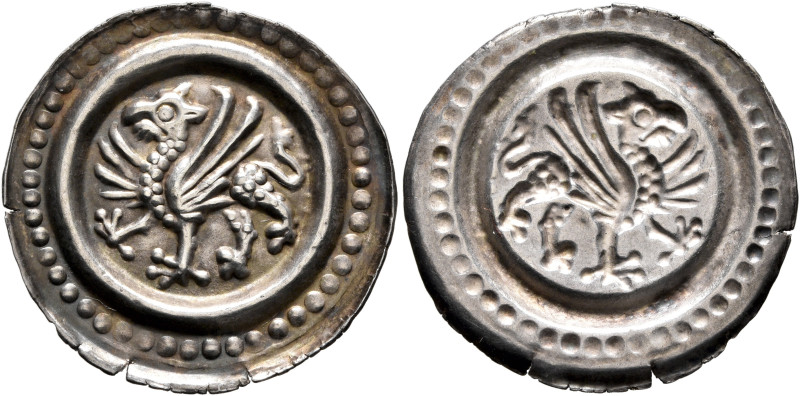 GERMANY. Überlingen. After 1250. Bracteate (Silver, 21 mm, 0.50 g). Gryphon walk...