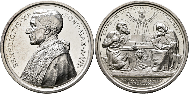 ITALY. Papal Coinage. Benedict XV, 1914-1922. Medal 1922 (Silver, 44 mm, 35.84 g...