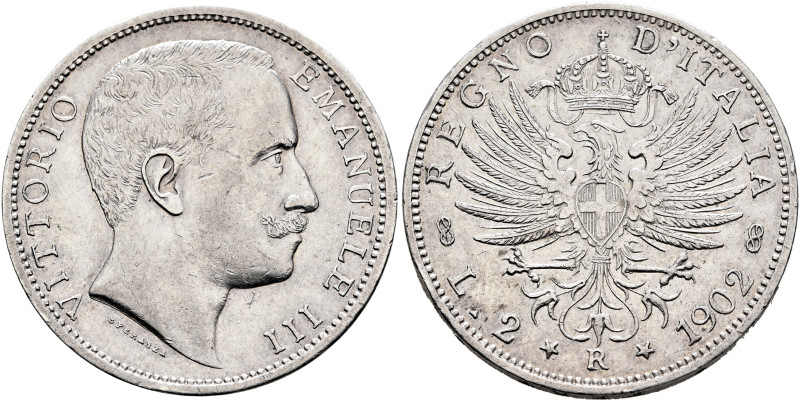 ITALY. Regno d'Italia. Vittorio Emanuele III, 1900-1946. 2 Lire 1902 R (Silver, ...