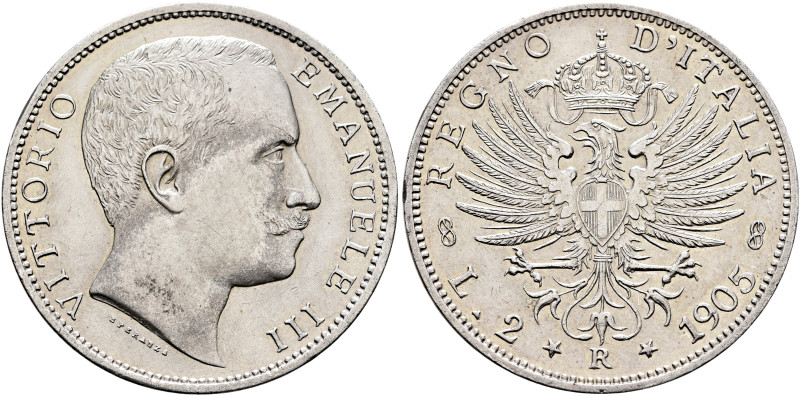 ITALY. Regno d'Italia. Vittorio Emanuele III, 1900-1946. 2 Lire 1905 R (Silver, ...