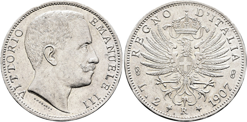 ITALY. Regno d'Italia. Vittorio Emanuele III, 1900-1946. 2 Lire 1907 R (Silver, ...