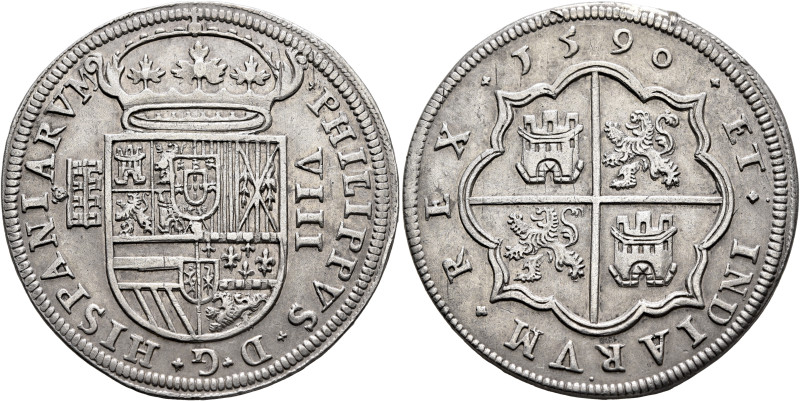 SPAIN, Reino de España. Felipe II el Prudente, 1556-1598. 8 Reales 1590 (Silver,...