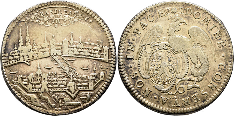 SWITZERLAND. Basel, Stadt. Taler no date (circa 1710) (Gilt Silver, 42 mm, 27.65...