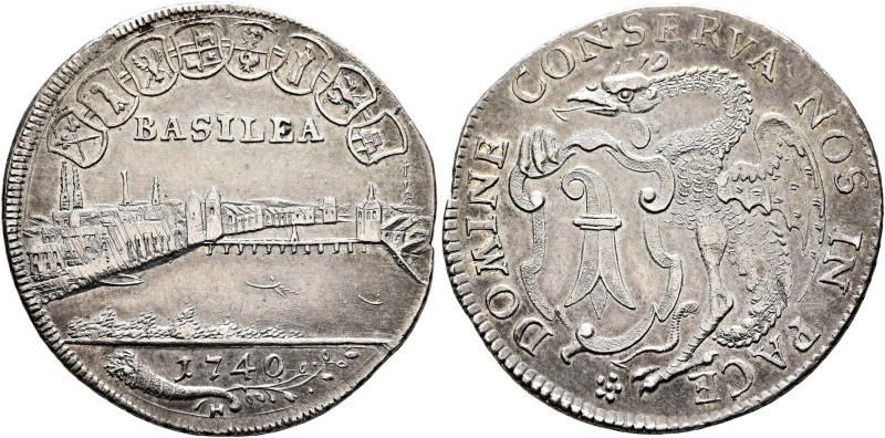 SWITZERLAND. Basel, Stadt. 1/4 Taler 1740 (Silver, 29 mm, 6.53 g, 12 h). BASILEA...