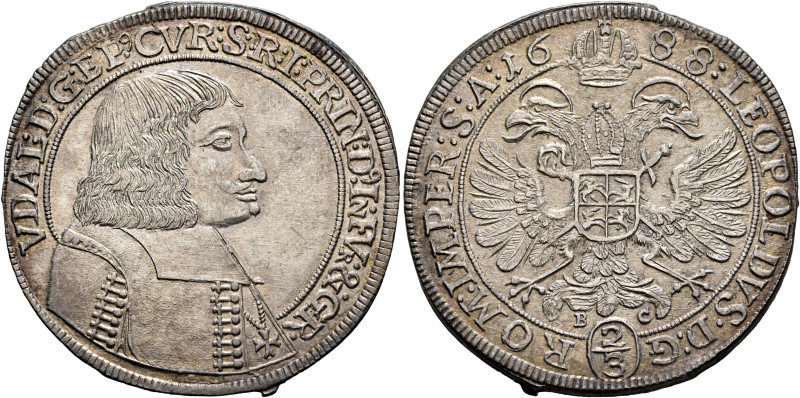 SWITZERLAND. Graubünden. Chur. Ulrich VI von Mont, 1661-1692. Gulden 1688 (Silve...