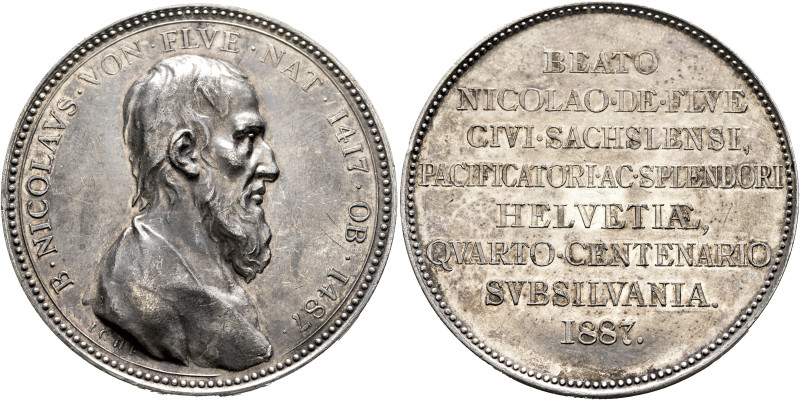 SWITZERLAND. Obwalden. Medal 1887 (Silver, 44 mm, 45.60 g, 12 h), for the 400th ...