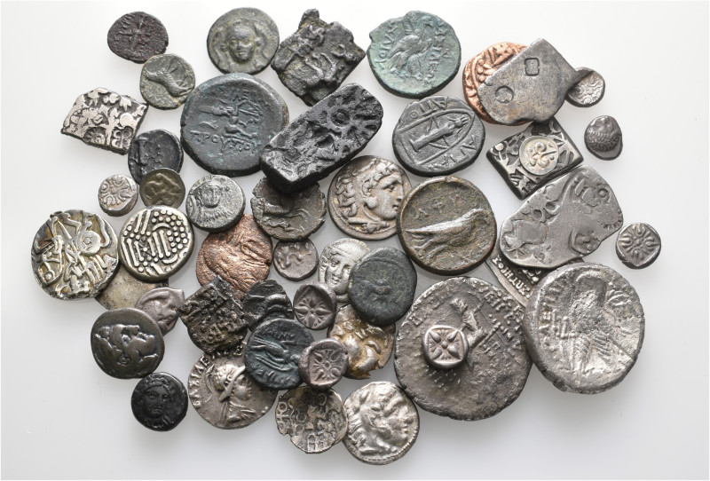 A lot containing 48 silver and bronze coins. Including: Celtic, Greek, Oriental ...