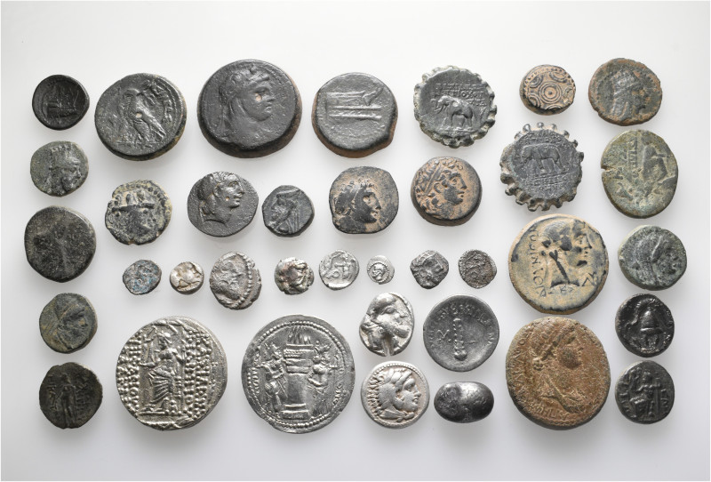 A lot containing 37 silver and bronze coins. Including: Greek, Armenia, Central ...