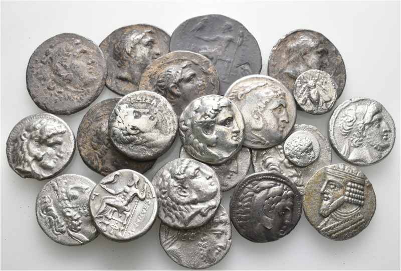 A lot containing 21 silver coins. Including: Greek, Parthian and Roman Provincia...