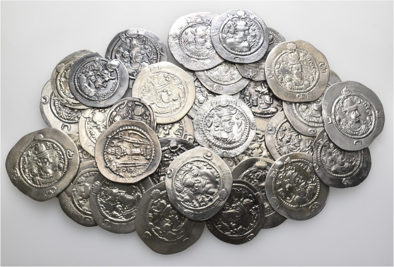 A lot containing 35 silver coins. All: Sasanian Drachms. Very fine to extremely ...