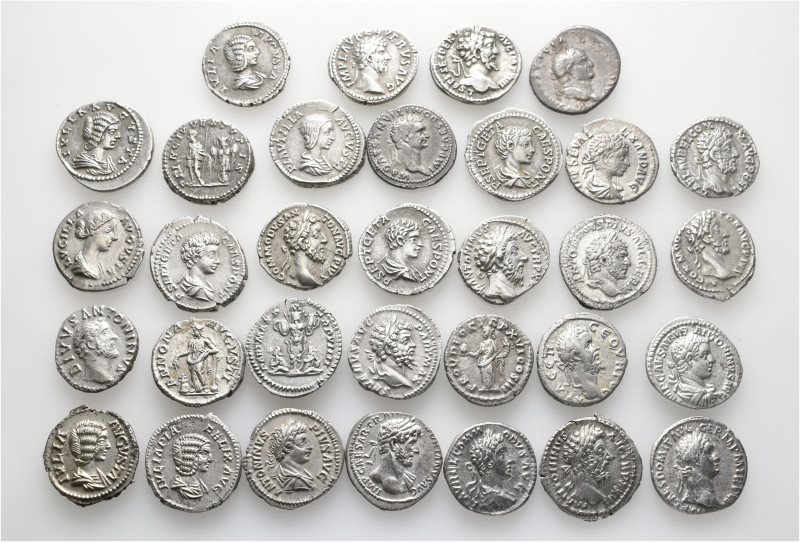 A lot containing 32 silver coins. Including: Roman Provincial and Roman Imperial...