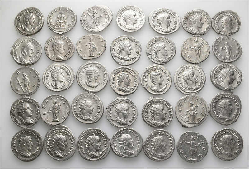 A lot containing 35 silver coins. Including: Antoniniani of Julia Domna (1), Gor...