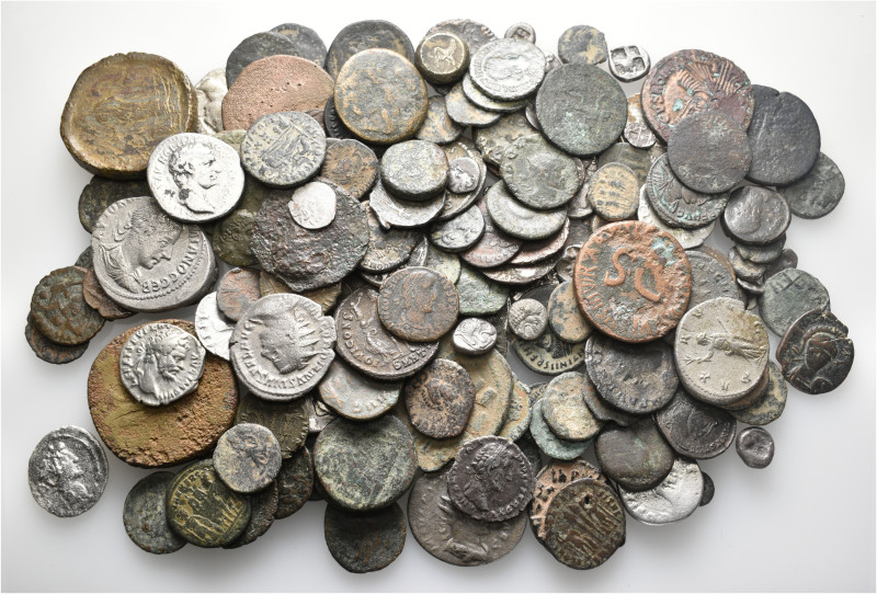 A lot containing 160 silver and bronze coins. Including: Greek, Roman Provincial...