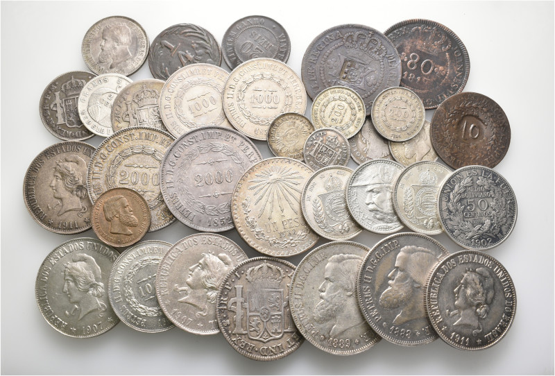 A lot containing 33 silver and bronze coins. All: Brazil. Very fine to extremely...