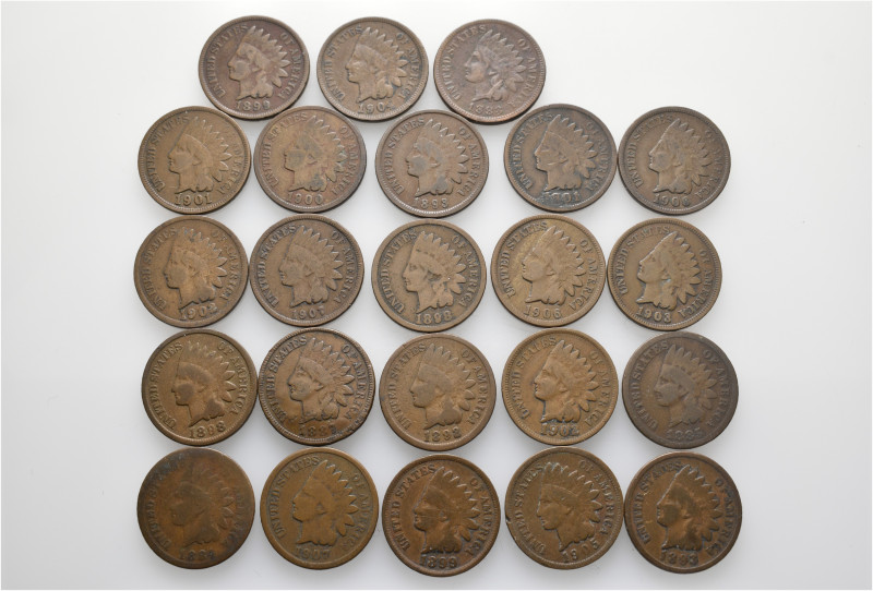 A lot containing 23 copper coins. All: US One Cents. Fine to very fine. LOT SOLD...