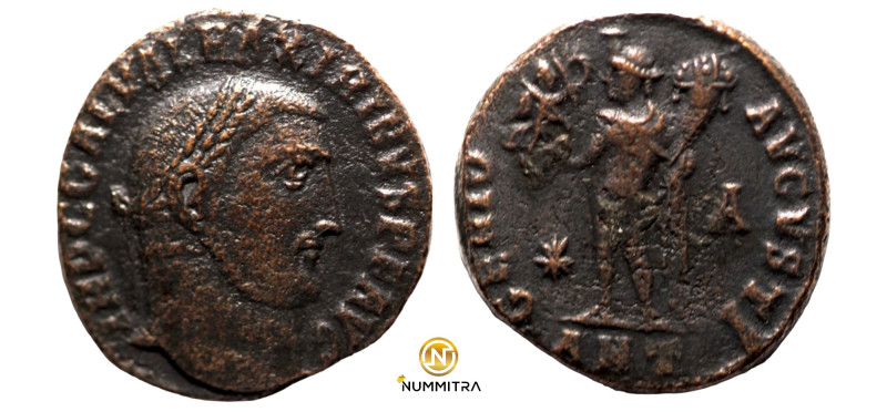 Galerius Maximianus. (308-310 AD). Æ Follis. (20mm, 5,46g) Antioch. Obv: GAL MAX...