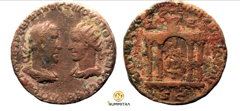 Gordian III. and Gordian II. (238-244 AD). Æ Bronze. (29mm, 21,17g) Seleucis and...