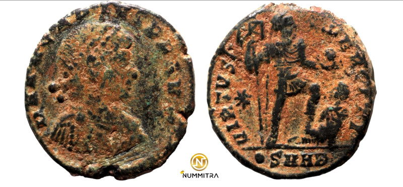 Arcadius. (383-388 AD). Æ Follis. (22mm, 4,97g) Antioch. Obv: DN ARCADIVS PF AUG...