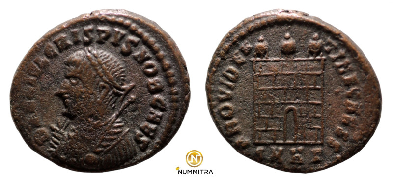 Crispus. (316-326 AD). Follis. (18mm, 3,61g) Antioch. Obv: FL IVL CRISPVS NOB CA...