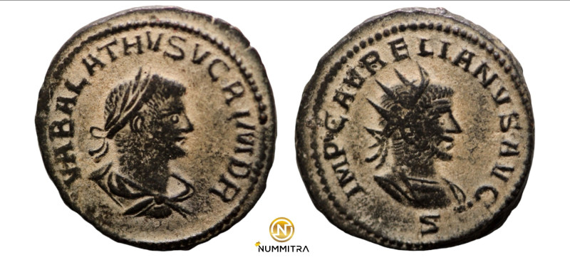 Aurelian / Vabalathus. (271-272 AD). Æ Antoninian. (21mm, 3,79g) Antioch. Obv: V...